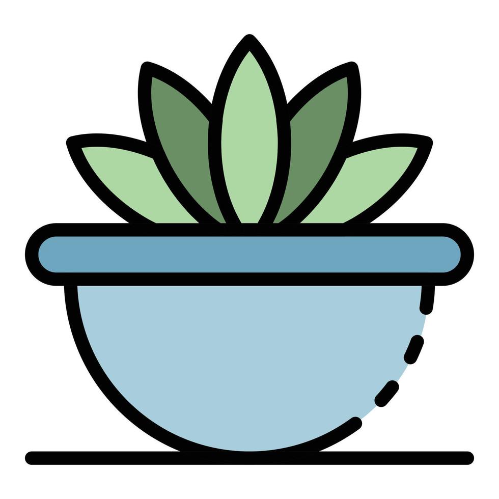 vecteur de contour couleur icône plante d'intérieur succulente