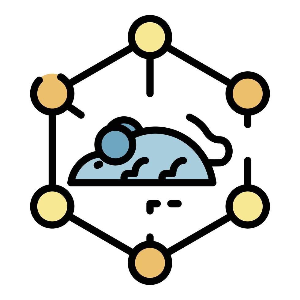 réseau moléculaire et vecteur de contour de couleur d'icône de souris