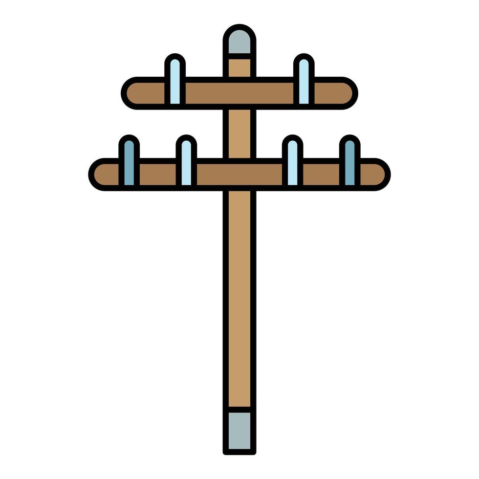 tour électrique en bois vecteur contour couleur de l'icône