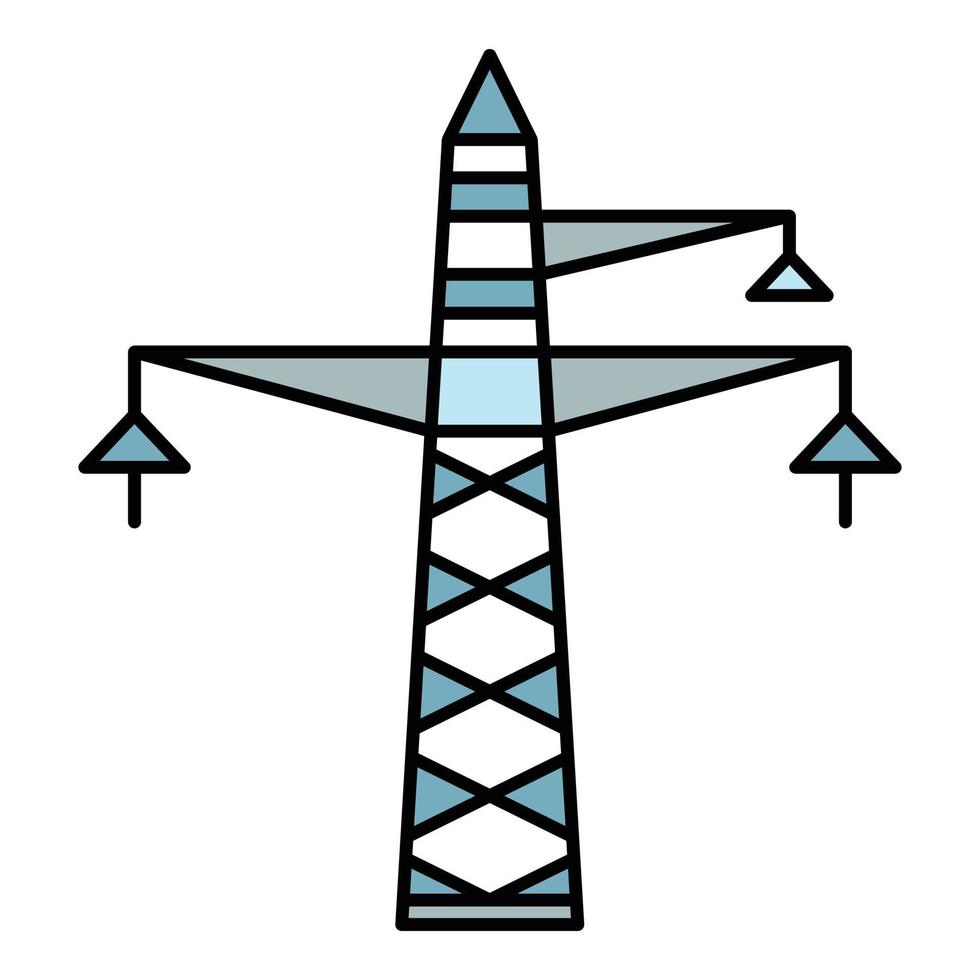 vecteur de contour de couleur de l'icône de la tour électrique de la ville