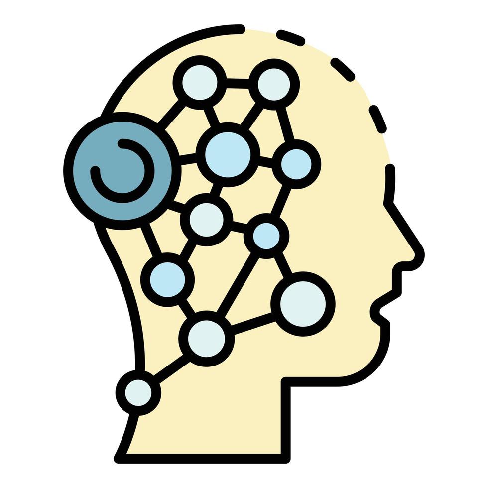 vecteur de contour de couleur d'icône de tête de robot