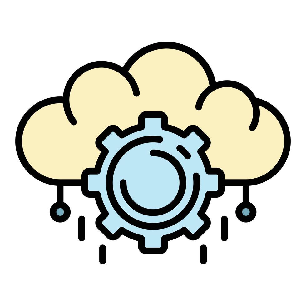 vecteur de contour de couleur d'icône de gestion de nuage ai