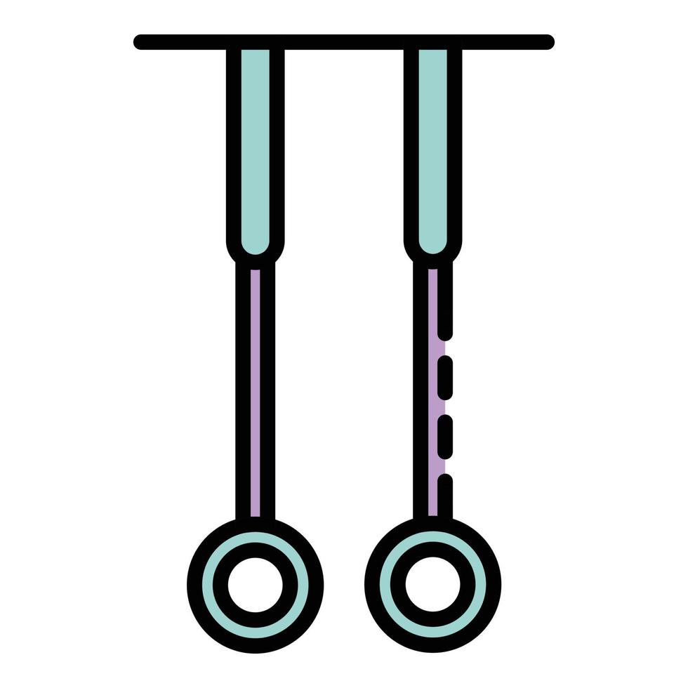 anneaux de gymnastique vecteur de contour couleur icône