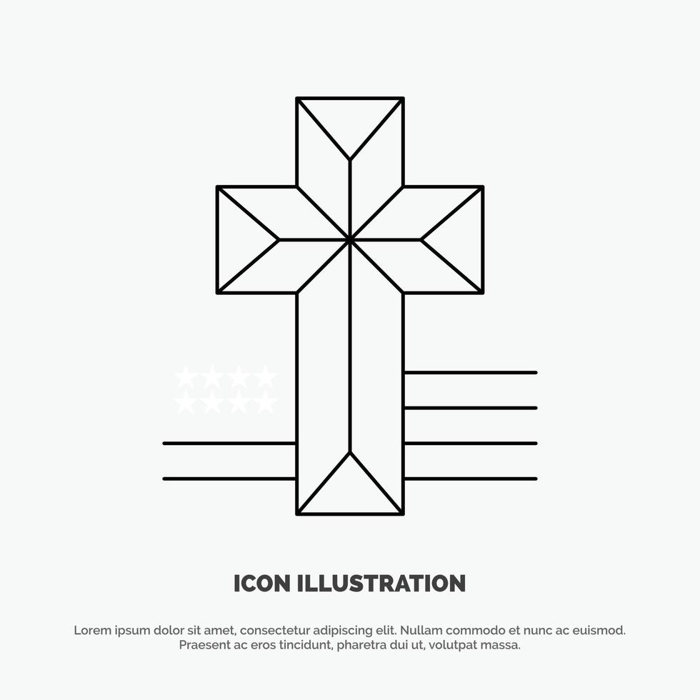 vecteur d'icône de ligne d'église croix américaine