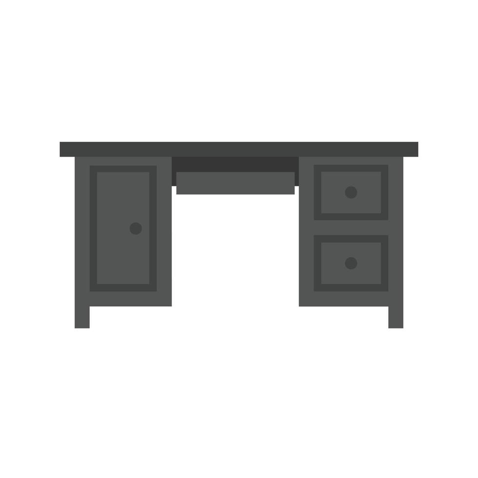 table avec tiroirs ii icône plate en niveaux de gris vecteur