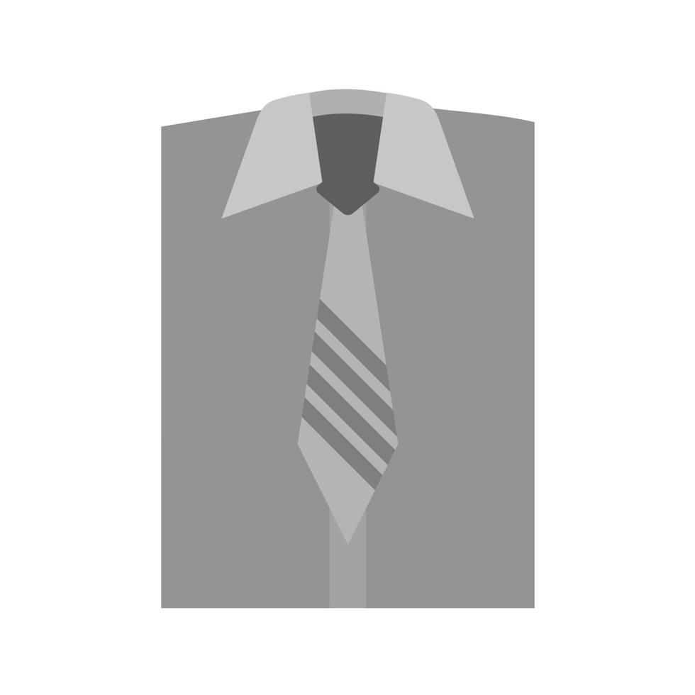 chemise et cravate icône plate en niveaux de gris vecteur