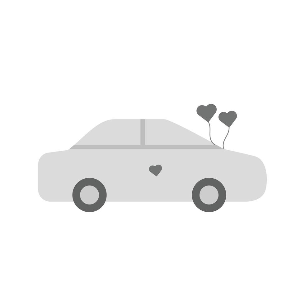 icône de voiture décorée en niveaux de gris plat vecteur