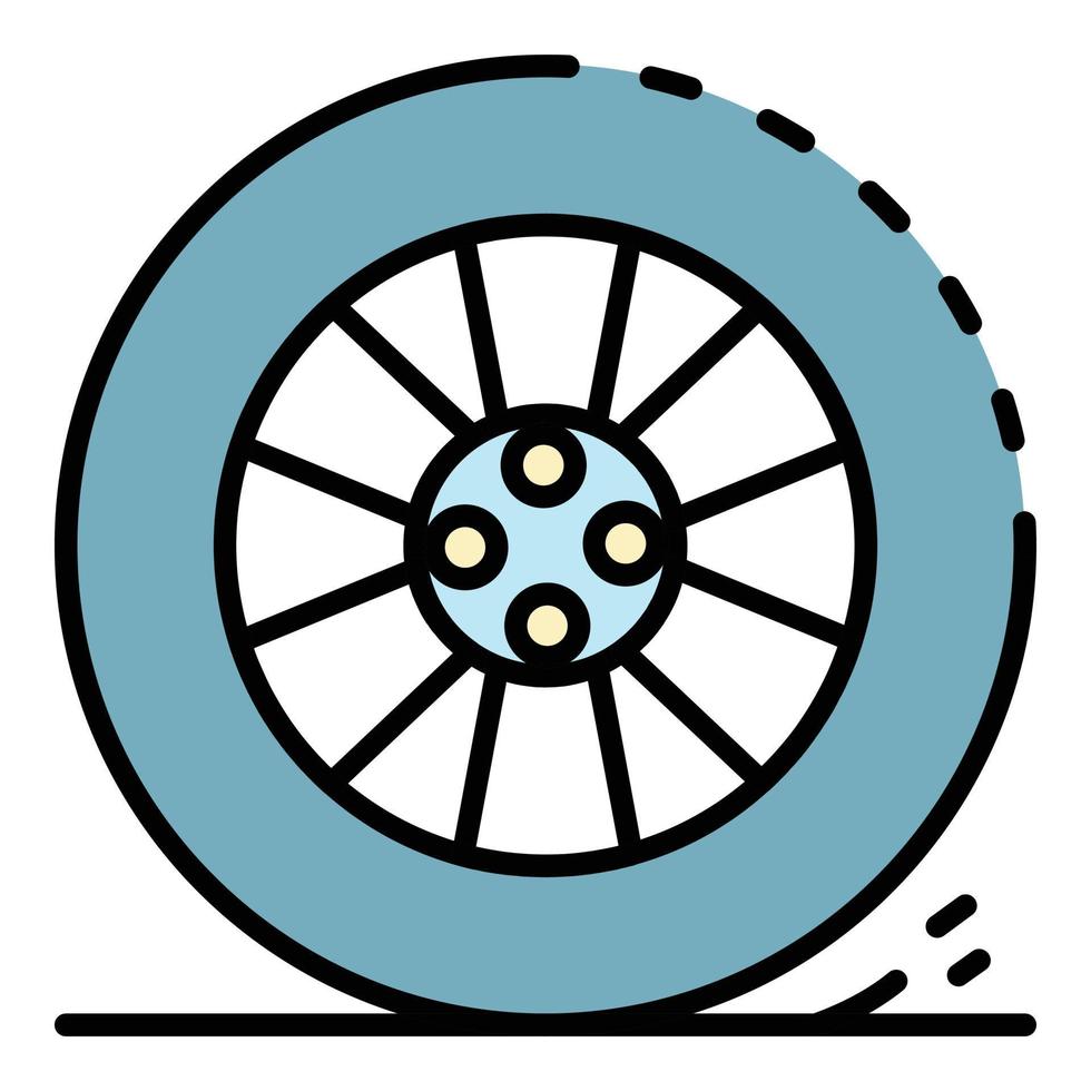 vecteur de contour de couleur d'icône de roue de voiture