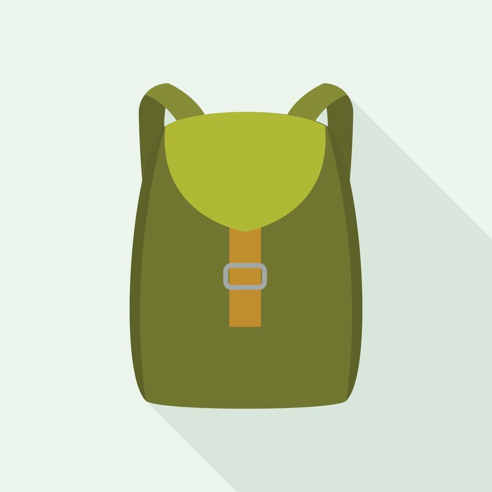 icône de sac à dos de camping, style plat vecteur