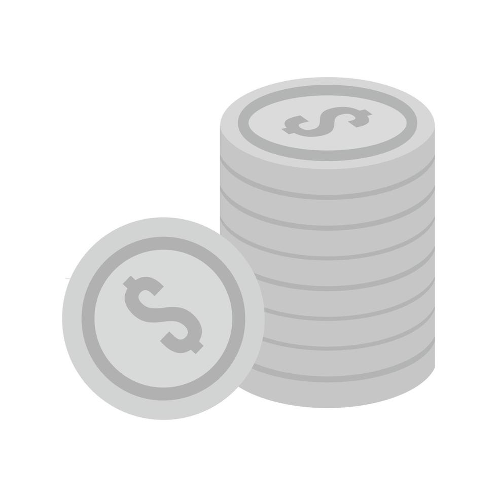 icône de pièces de monnaie plat en niveaux de gris vecteur