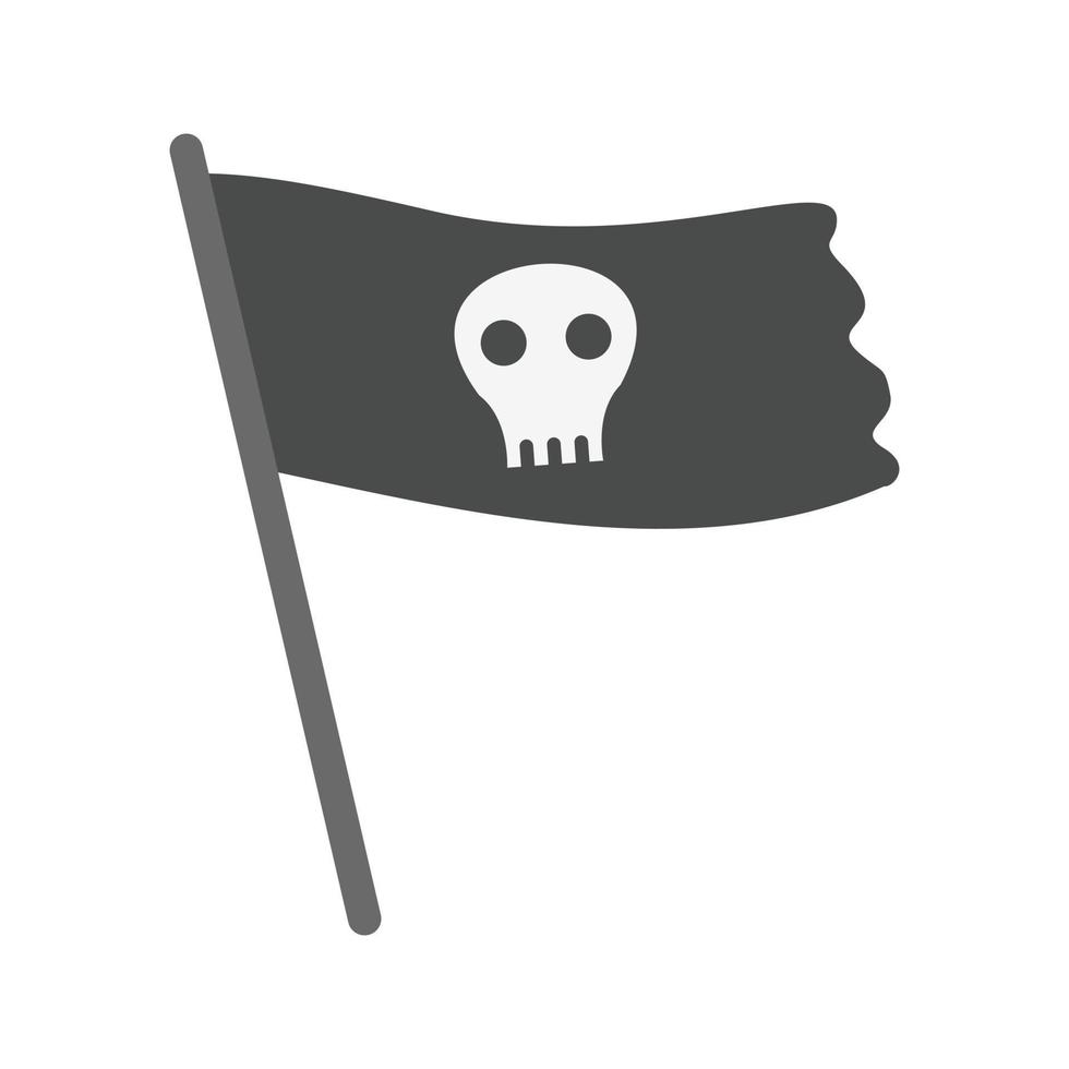 drapeau pirate ii icône plate en niveaux de gris vecteur