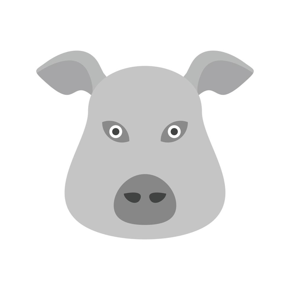 icône plate en niveaux de gris de visage de cochon vecteur