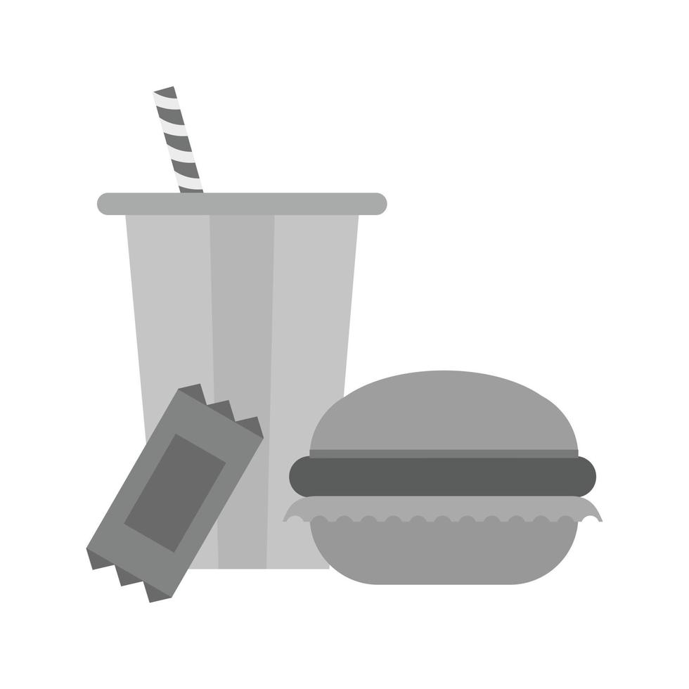 icône de déjeuner plat en niveaux de gris vecteur