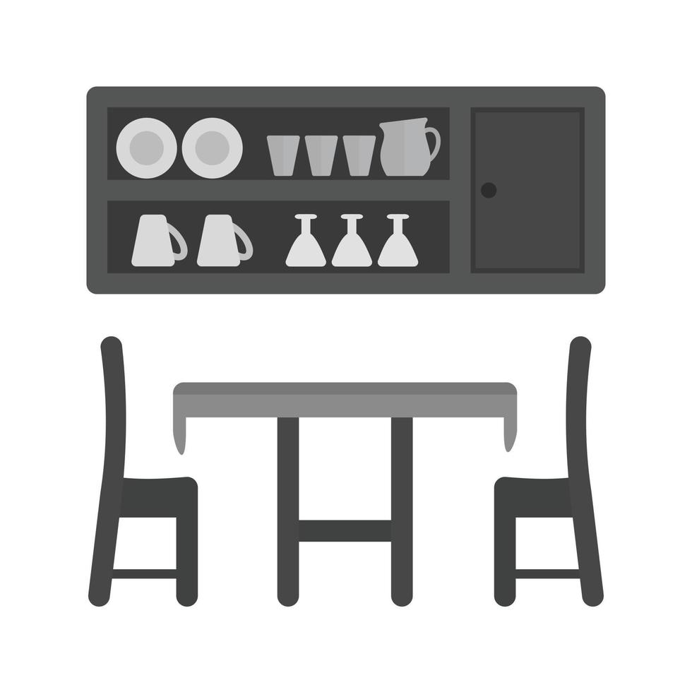 icône plate de salle à manger en niveaux de gris vecteur