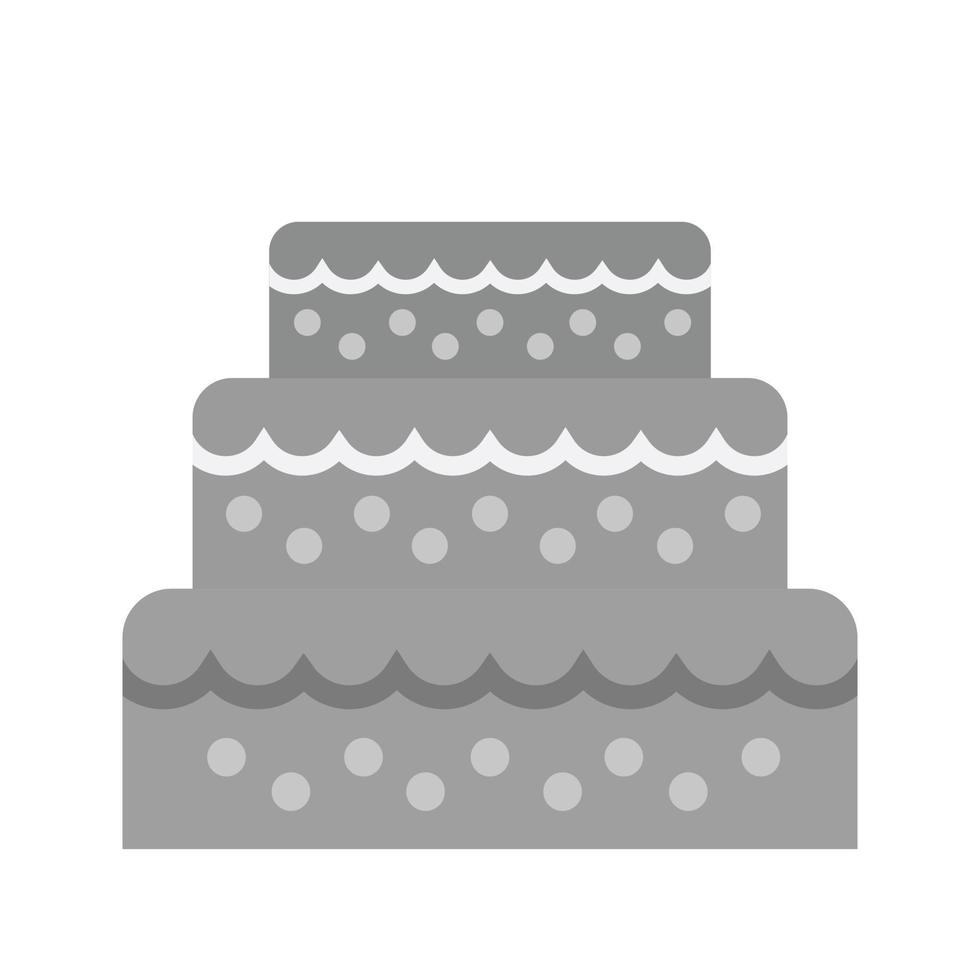 gâteau de mariage ii icône plate en niveaux de gris vecteur