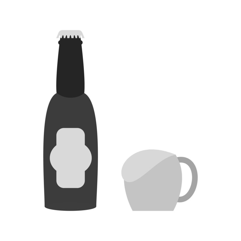 icône de bière plate en niveaux de gris vecteur