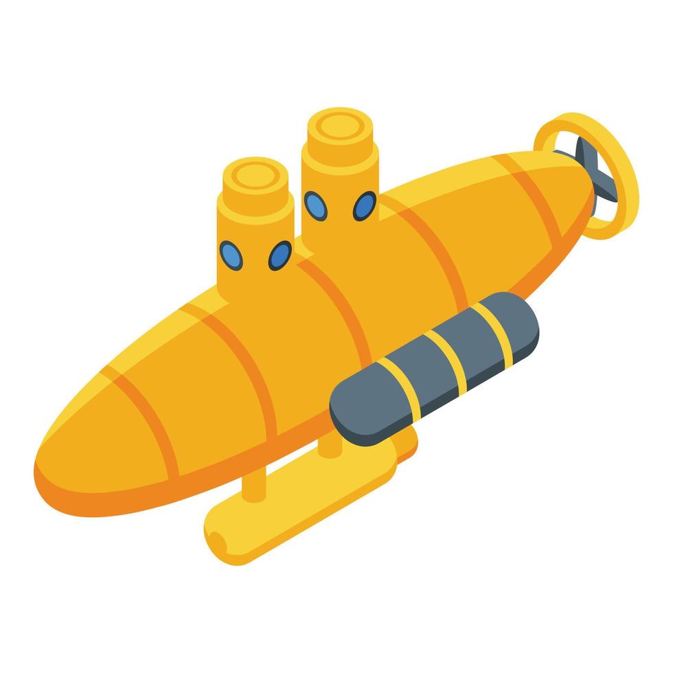 icône de sous-marin jaune, style isométrique vecteur