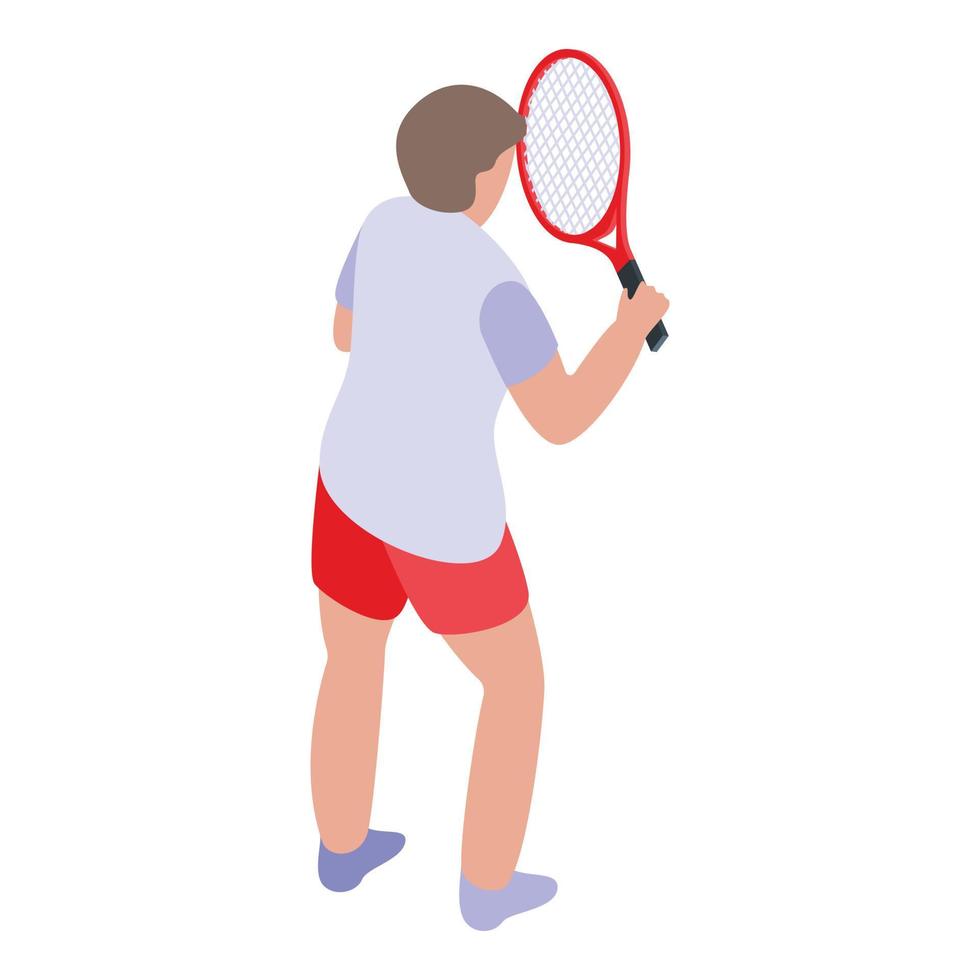 icône de joueur de tennis pour enfants, style isométrique vecteur