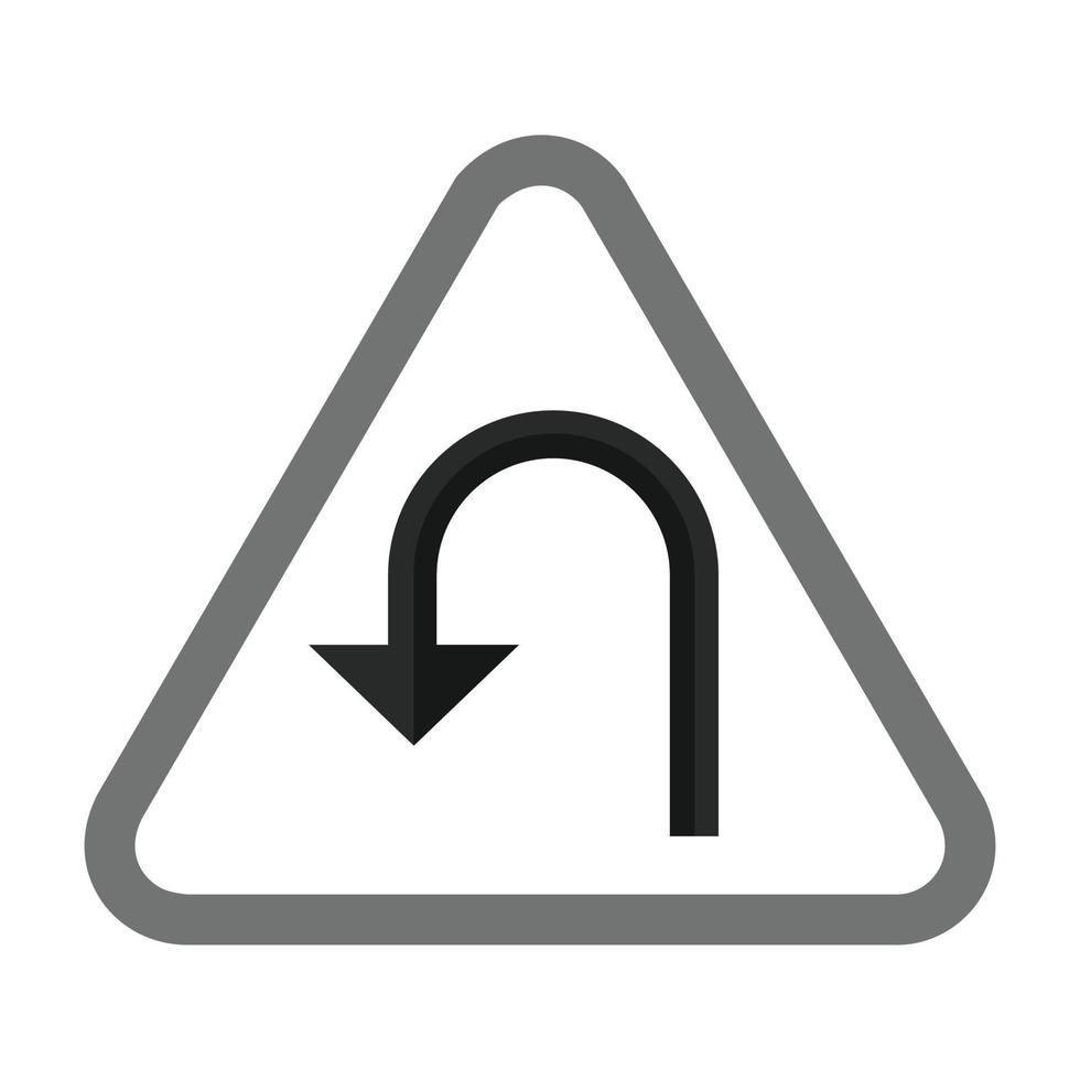 u - tourner l'icône plate en niveaux de gris vecteur