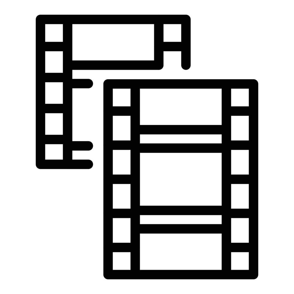 icône de bobine de film, style de contour vecteur