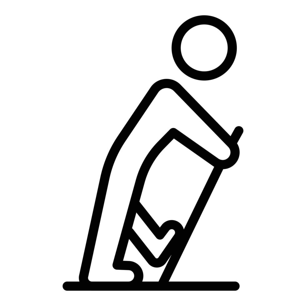icône de marche nordique homme fatigué, style de contour vecteur