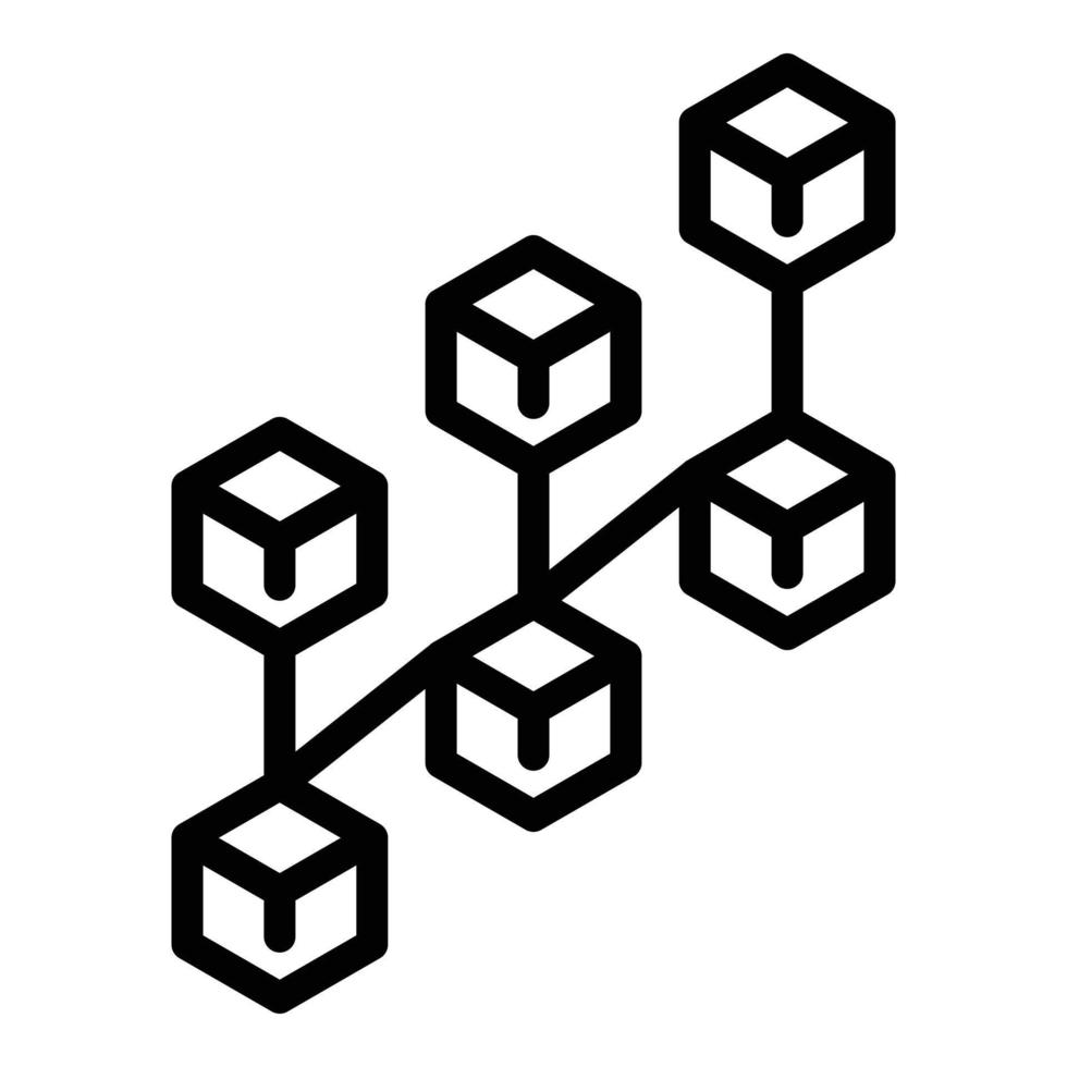 icône de réseau de chaînes de blocs, style de contour vecteur