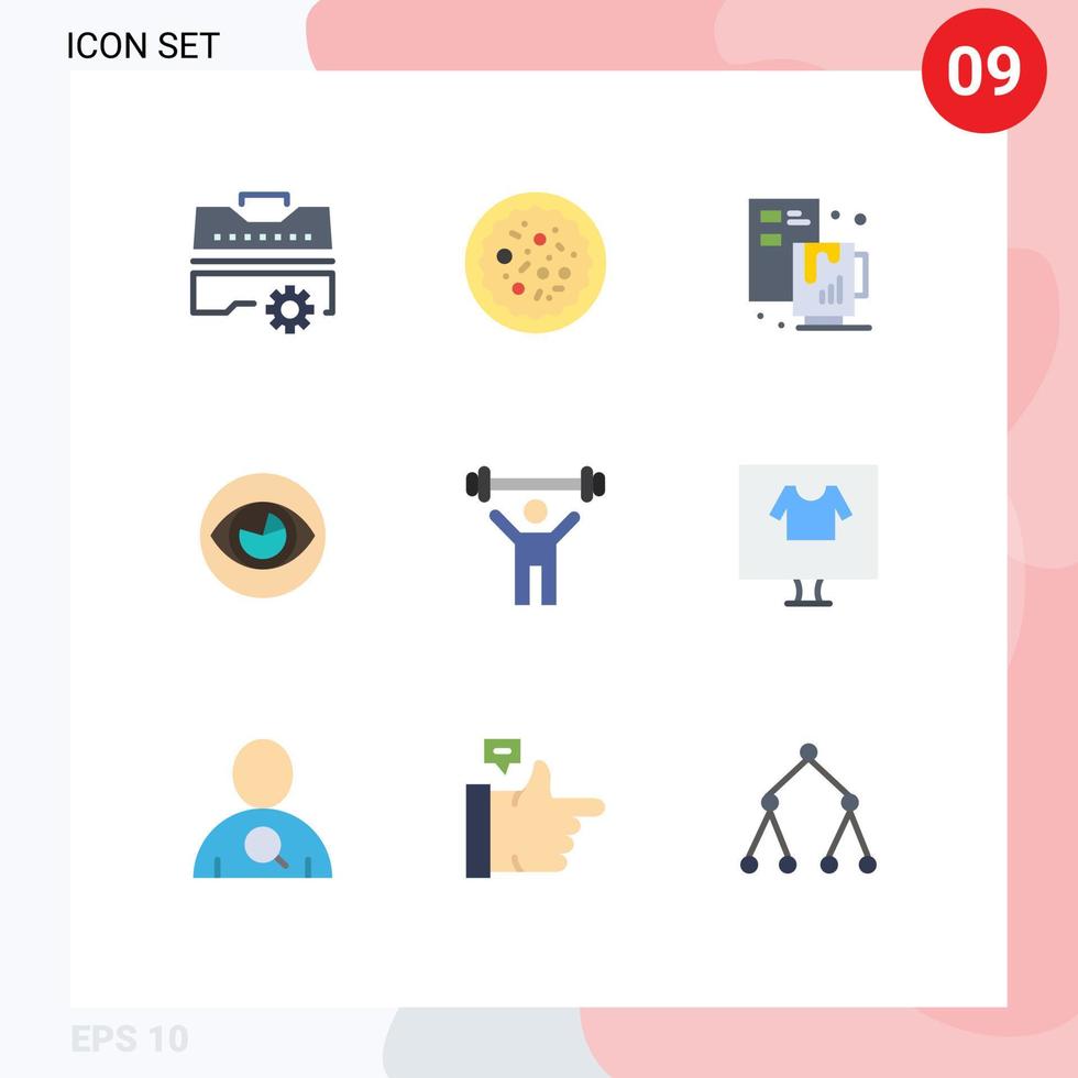 groupe de 9 signes et symboles de couleurs plates pour la réalité de remise en forme vue créative vision éléments de conception vectoriels modifiables vecteur
