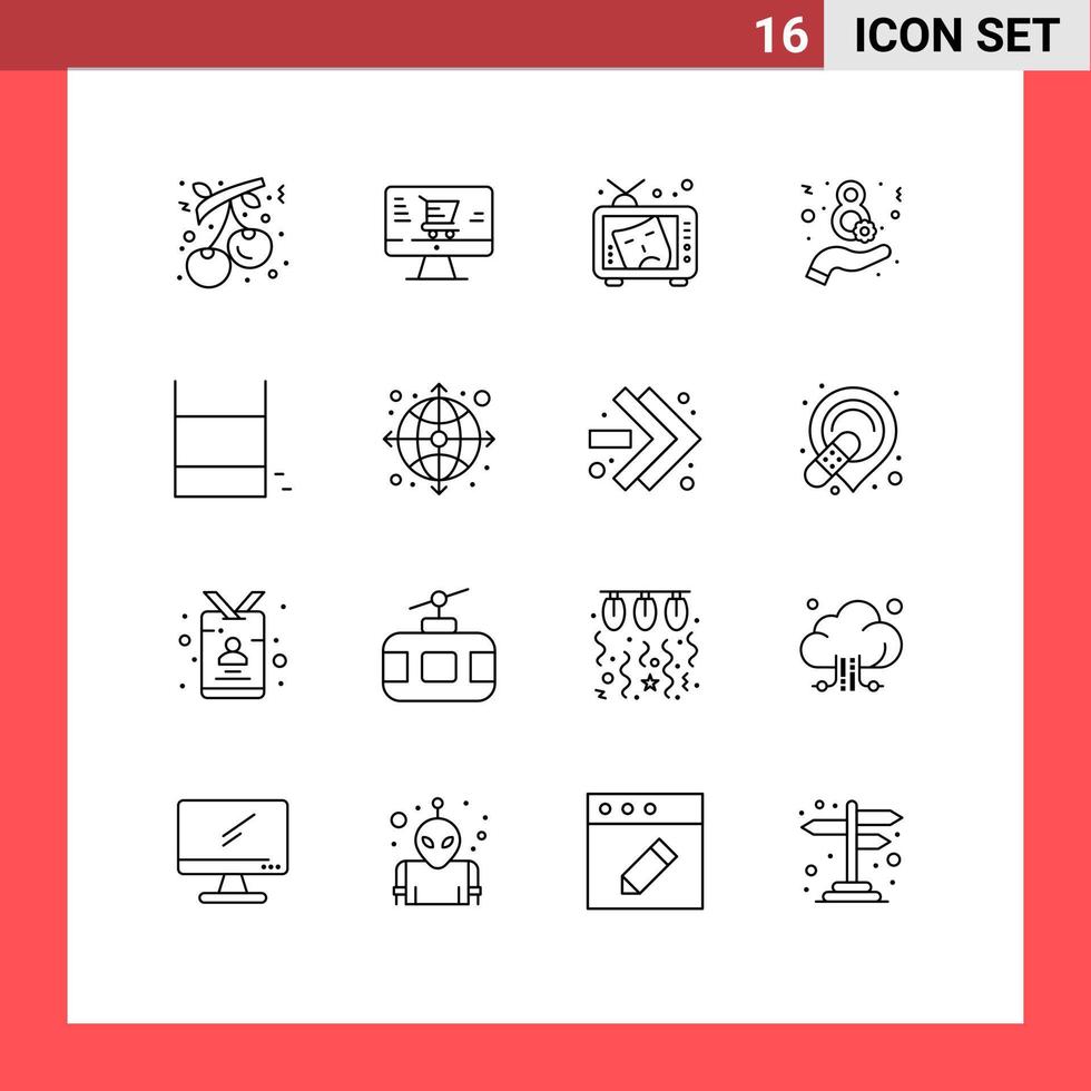 pack d'icônes vectorielles stock de 16 signes et symboles de ligne pour jouer femmes tv huit éléments de conception vectoriels modifiables de peinture vecteur
