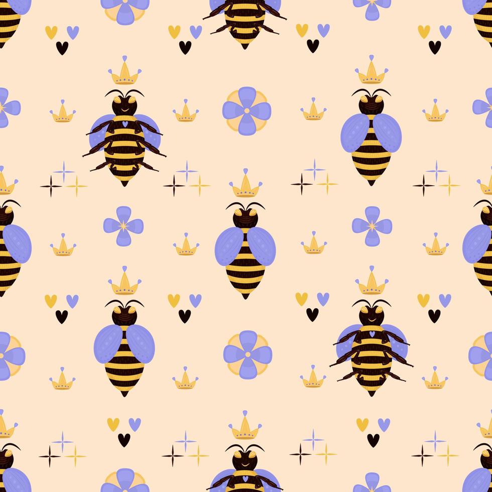 modèle sans couture reine des abeilles vecteur