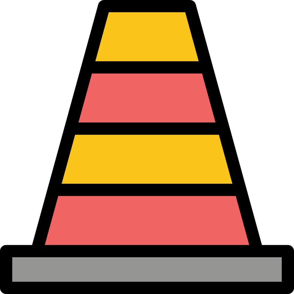 modèle de bannière d'icône de vecteur d'icône de couleur plate d'outil de construction de cône