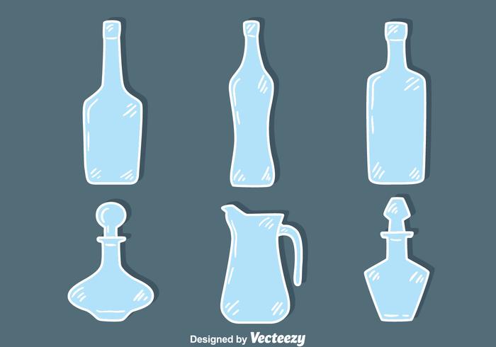 Sketch Blue Decanter Glass Collection Vector