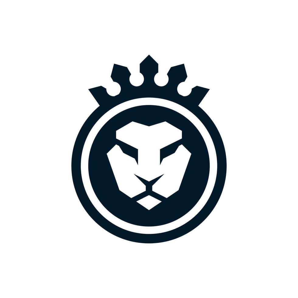 logo tête de lion et couronne vecteur