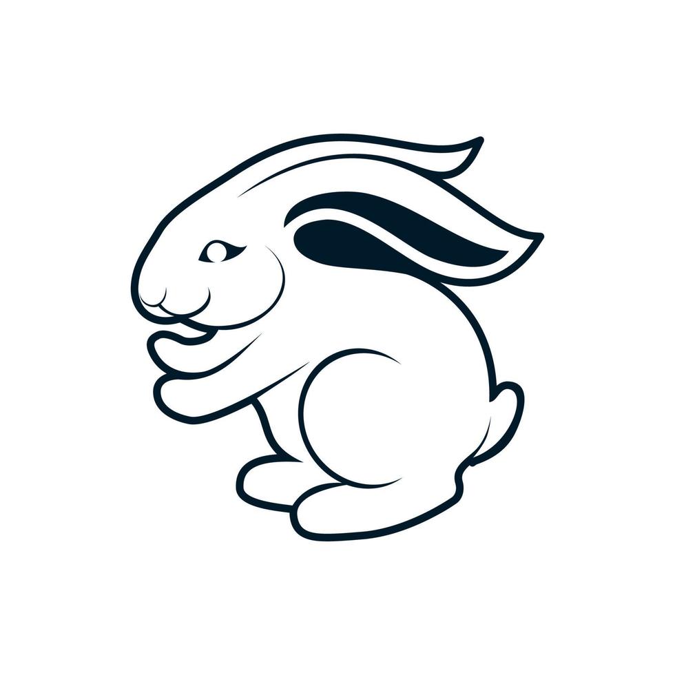 logo d'art en ligne de lapin, logo adapté au nouvel an du zodiaque chinois vecteur