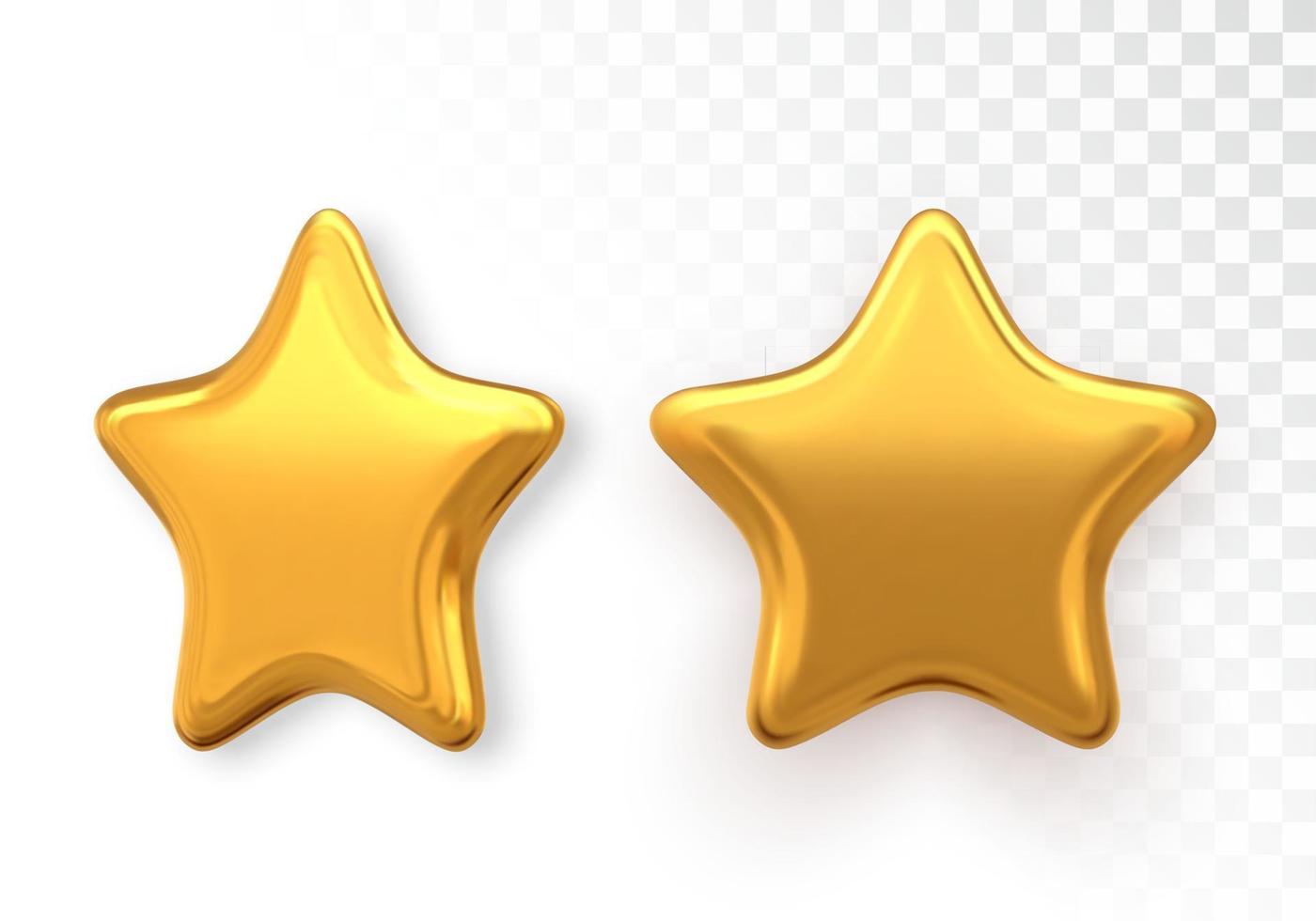 étoiles 3d métalliques dorées isolées sur fond transparent. décoration de noël réaliste. illustration vectorielle. vecteur