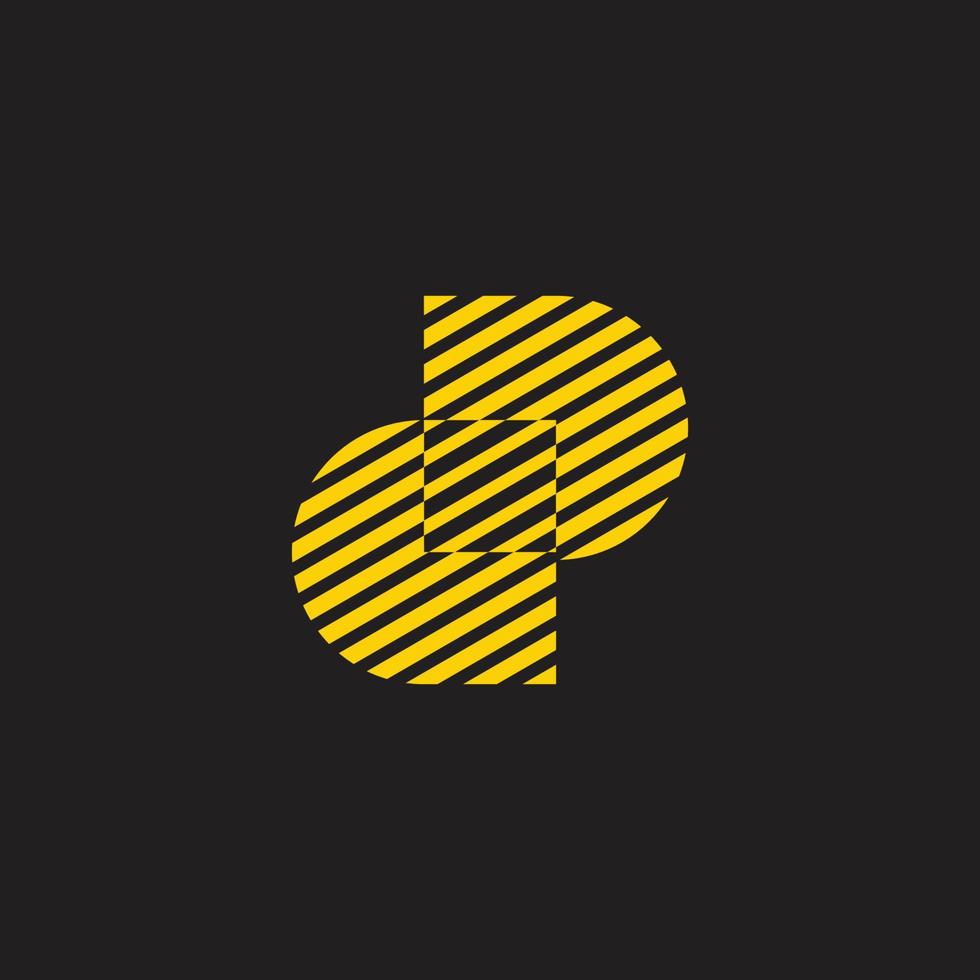 Lettre dp stripes carré logo vecteur lié