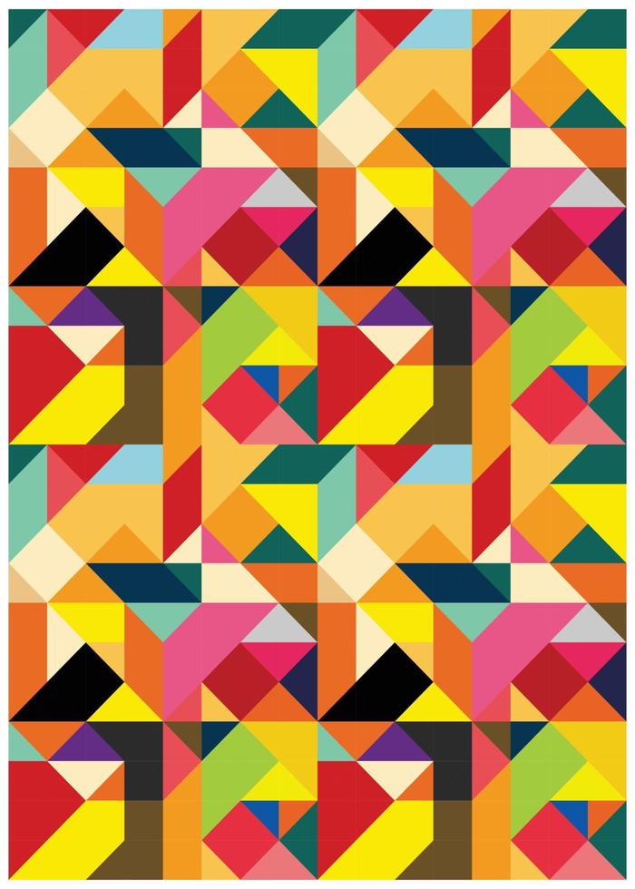 fond décoratif abstrait composé de formes triangulaires avec des motifs de couleurs vives et saisissantes. fond géométrique simple moderne sur des formes plates. vecteur