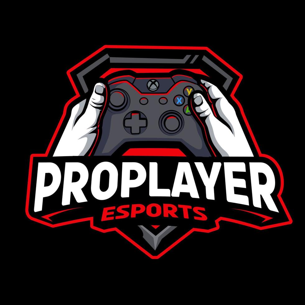 illustration de conception de logo de jeu esport joueur pro vecteur