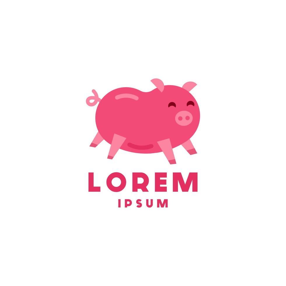 mascotte de logo de porcelet de cochon rose et illustration de stock de vecteur de modèle d'icône ou de dessin animé