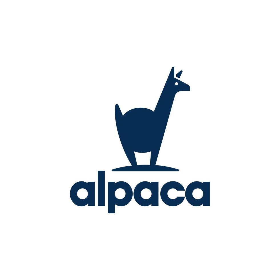 vecteur de silhouette logo alpaga. mignon lama ou alpaga animal logo design icône illustration vectorielle