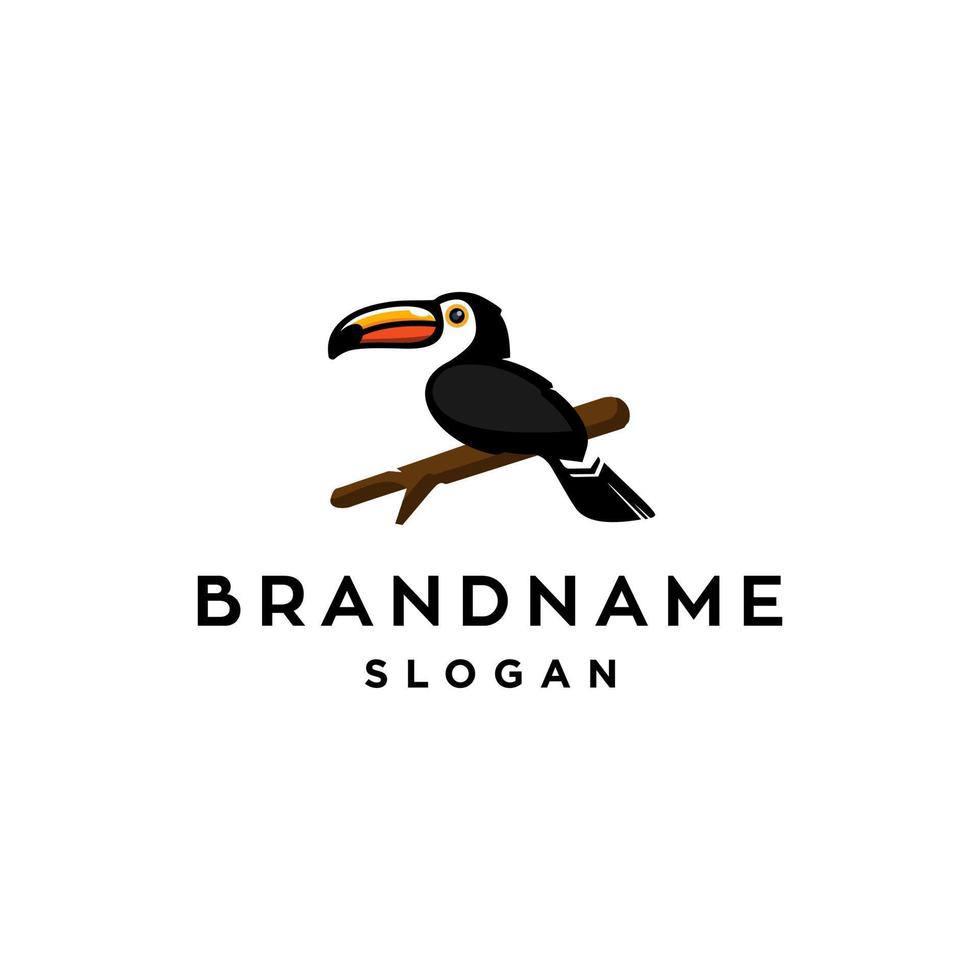 modèle vectoriel d'icône de logo d'oiseau tropical toucan dans l'illustration de style de contour de ligne plate colorée