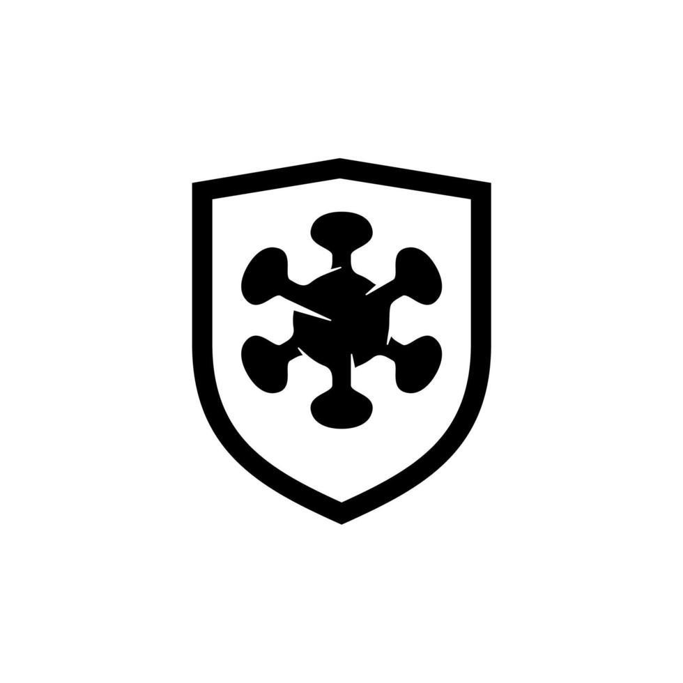 symbole de conception de logo d'icône de bouclier de protection contre le virus corona, protégez-vous vecteur