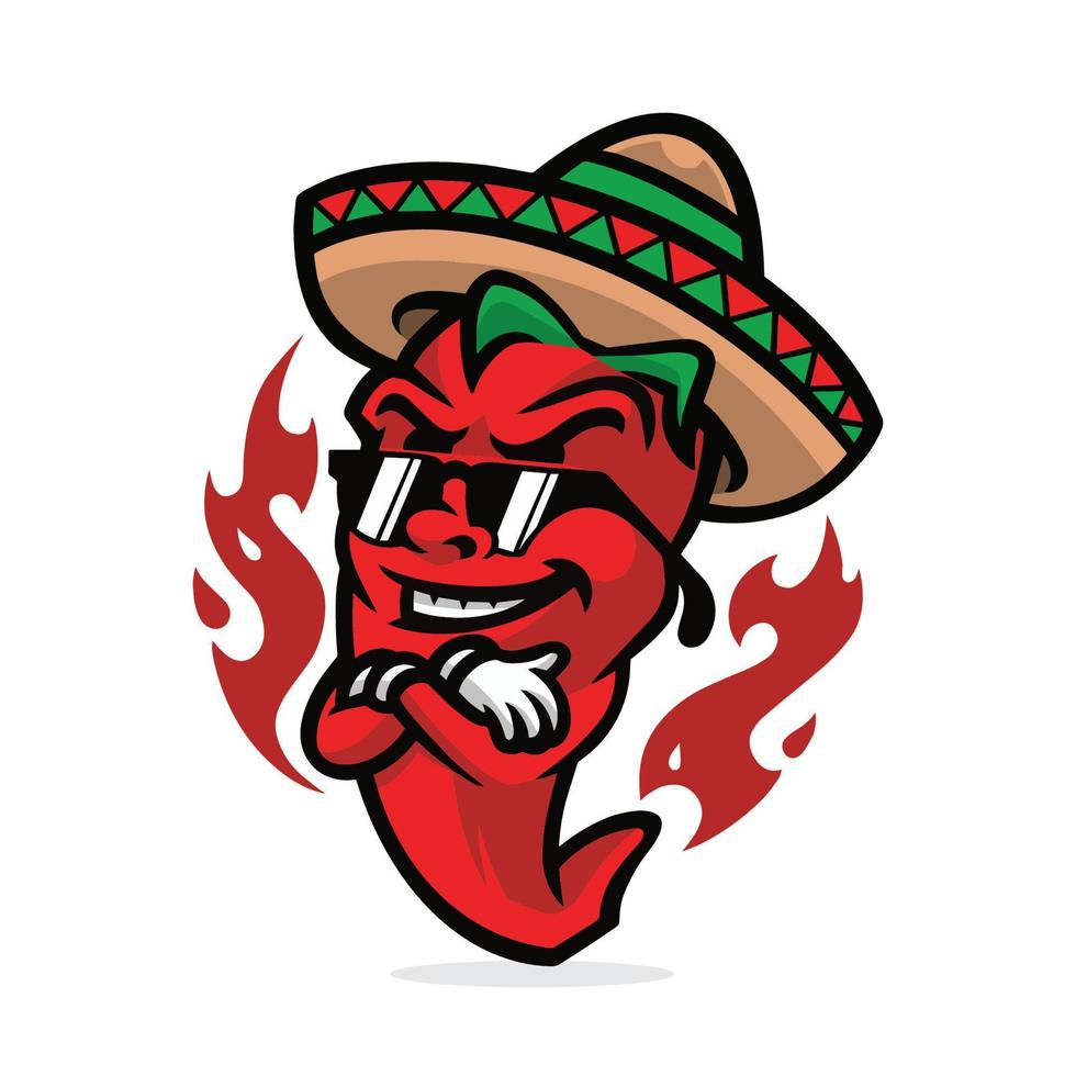 piment mexicain mascotte illustration vecteur premium