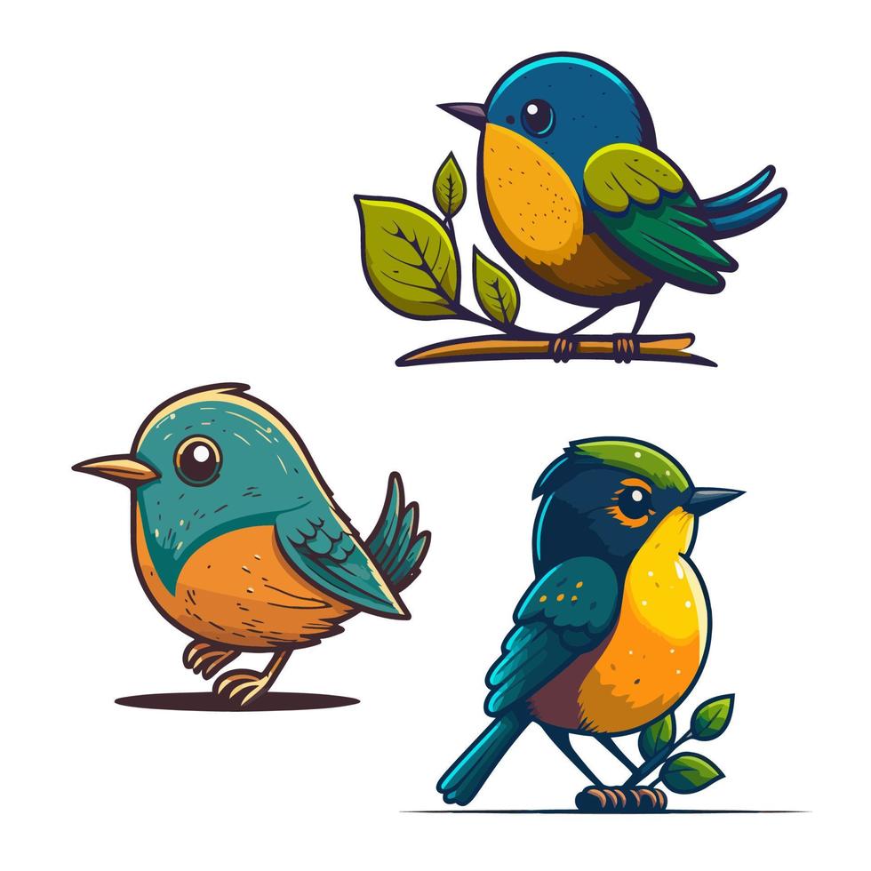mignon petit oiseau dessin animé animal vector illustration pour logo ou mascotte icône