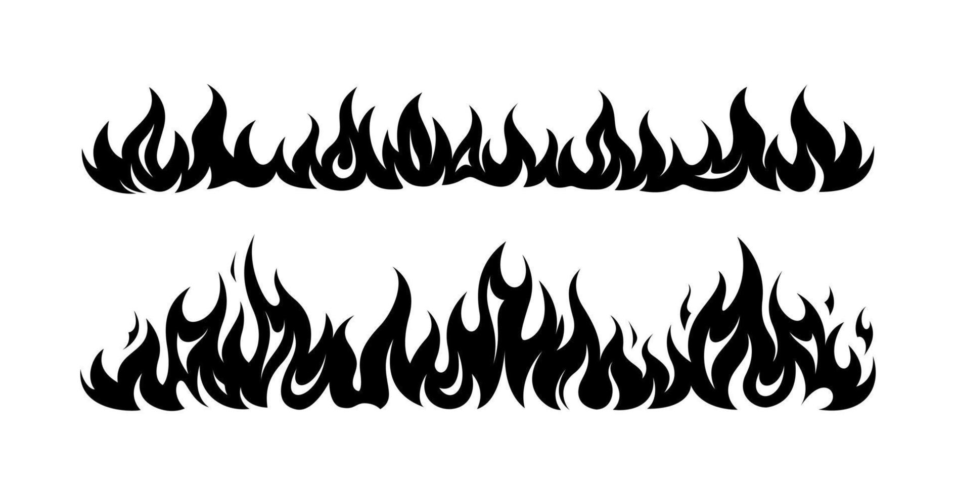 flamme feu frontière cadre silhouette modèle ensemble illustration vectorielle clipart vecteur