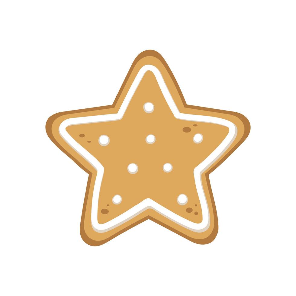 biscuit biscuit en forme d'étoile de pain d'épice. illustration de dessin animé de nourriture de noël d'hiver. vecteur