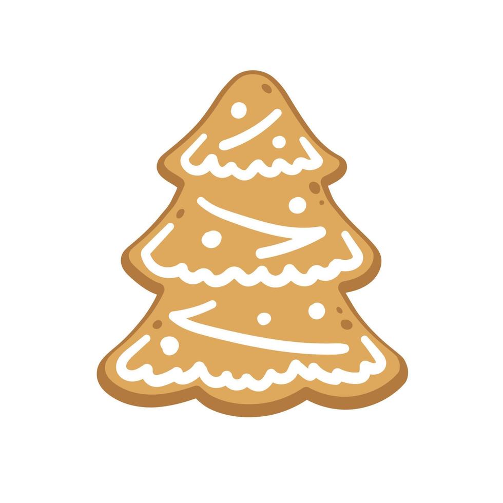 biscuit de biscuit d'arbre de pain d'épice. illustration de dessin animé de nourriture de noël d'hiver. vecteur