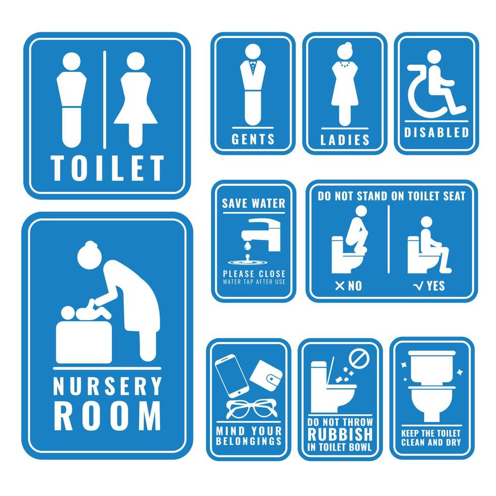 Étiquette d'information sur la signalisation des toilettes vecteur