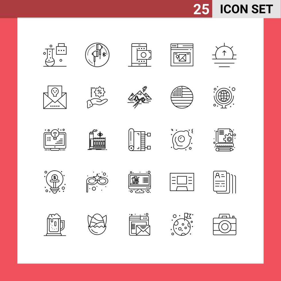 ensemble de 25 symboles d'icônes d'interface utilisateur modernes signes pour le web internet bluetooth smartphone boutique éléments de conception vectoriels modifiables vecteur