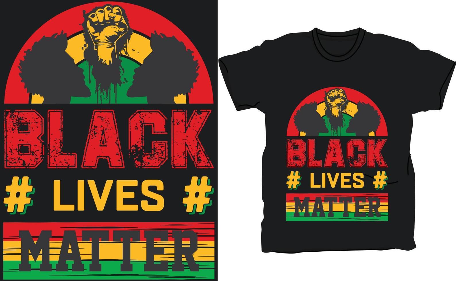 les vies noires comptent le modèle de vecteur de conception de tshirt du mois de l'histoire des noirs