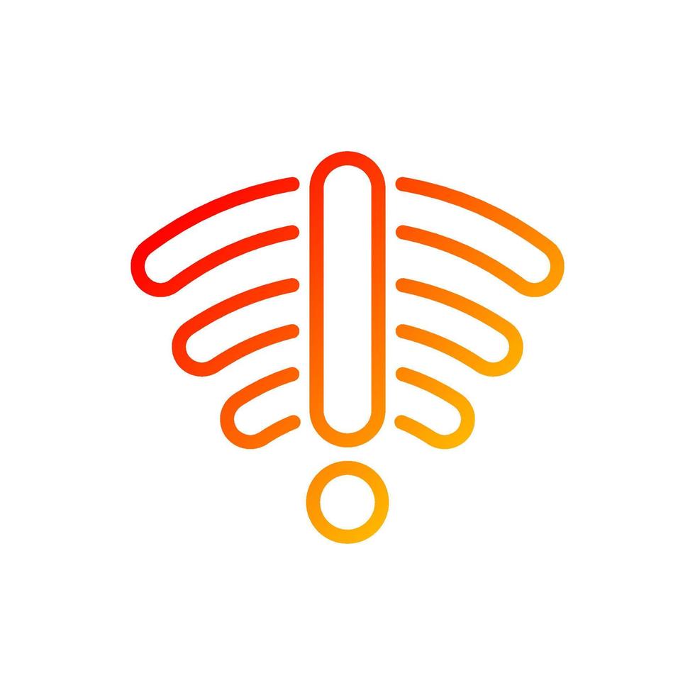 pas d'icône de vecteur linéaire dégradé parfait de pixel de connexion Internet. vérifiez le routeur et le modem. erreur de réseau sans fil. symbole de couleur de ligne mince. pictogramme de style moderne. dessin de contour isolé de vecteur